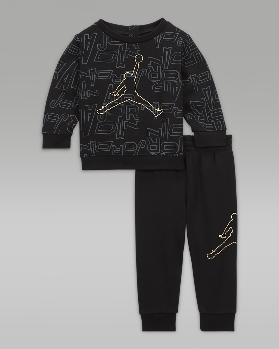 Jordan Take Flight Black and Gold Crew Set Baby 2 Piece Set. Nike